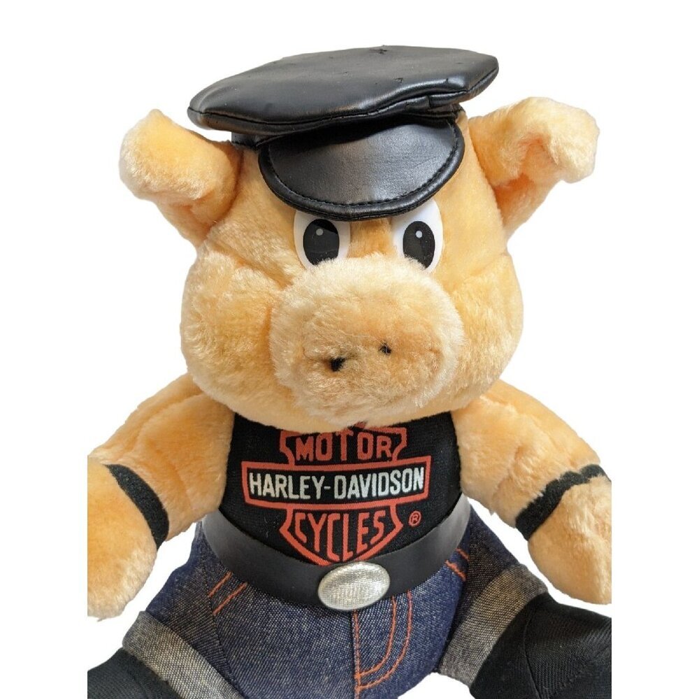 Vintage 1998 Harley Davidson Plush Pig Hog Motorcycle Biker Stuffed 10 in Doll - Picture 2 of 7